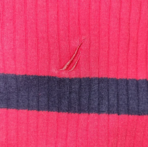 Nautica Pullover Mock Neck Sweater Red Navy Blue Stripe Size XXL 2XL - Picture 6 of 8